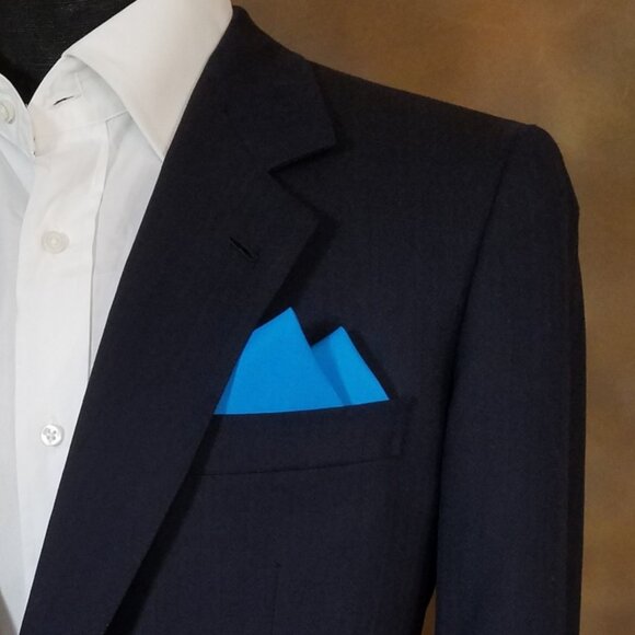 New - Ocean Blue Cotton Pre-Folded Pocket Square Handkerchief Insert - Picture 1 of 6